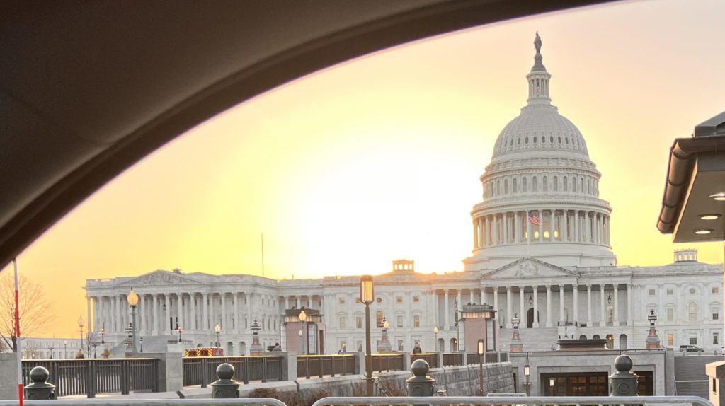 Sunset view of the Capitol Building