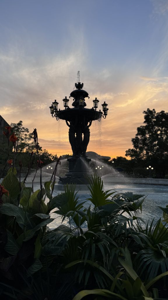 sunset at the Bartholdi Fountain