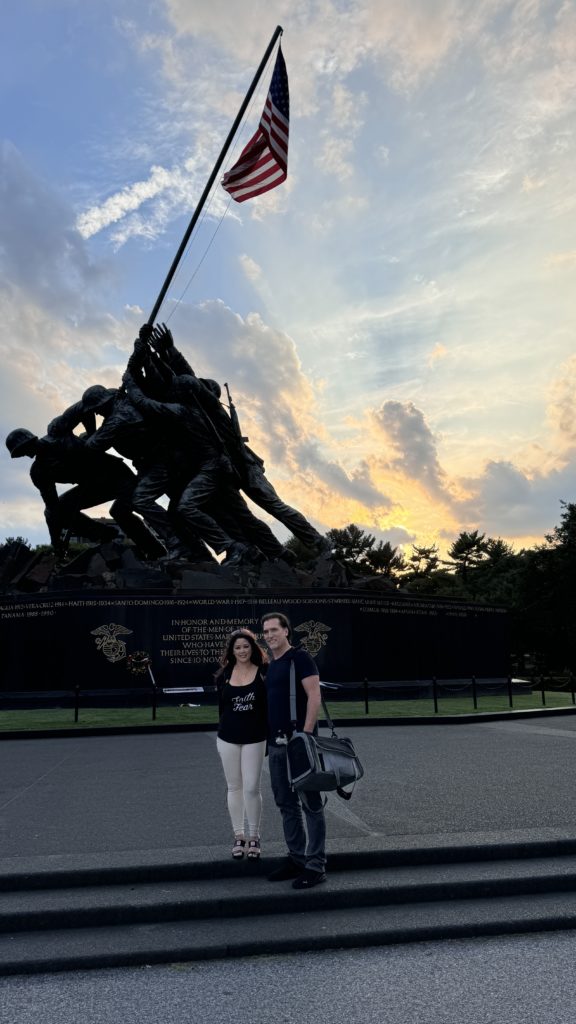 sunset view of IWO Jima emorial